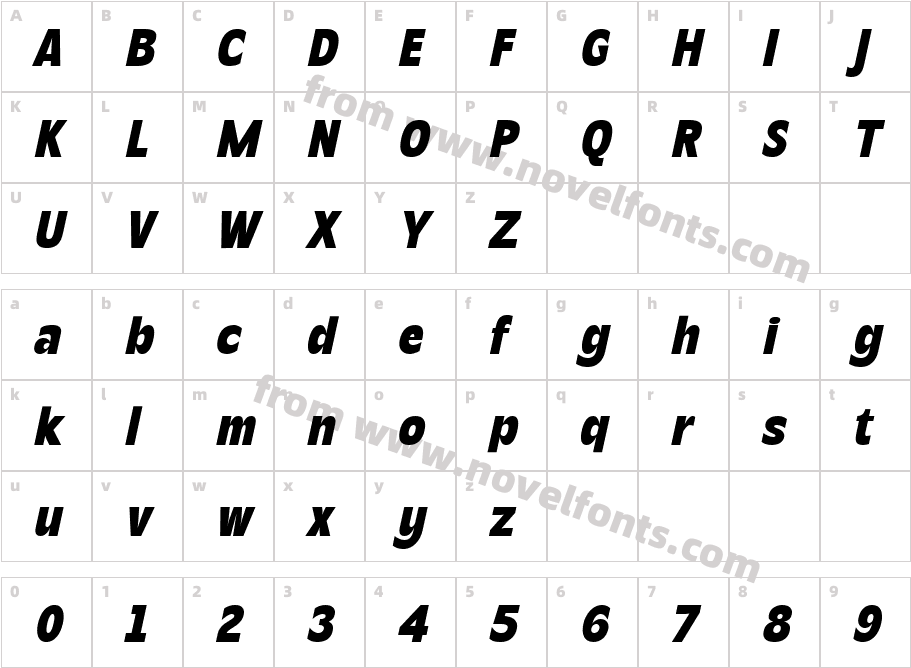 Becham ItalicCharacter Map
