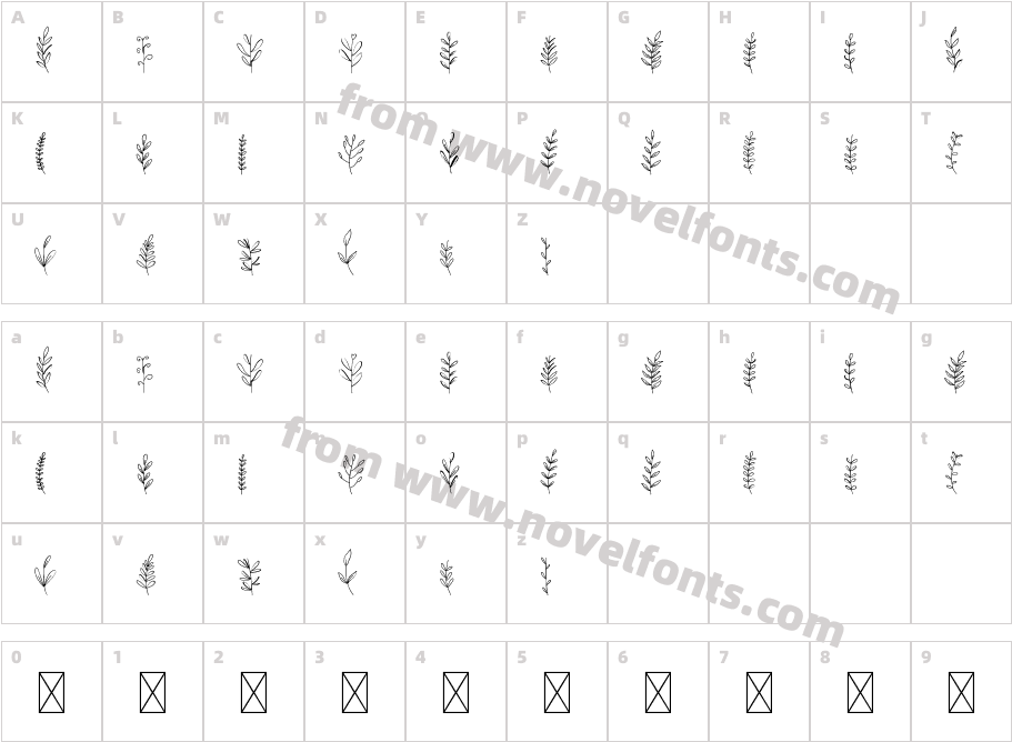 Bee Leaves RegularCharacter Map
