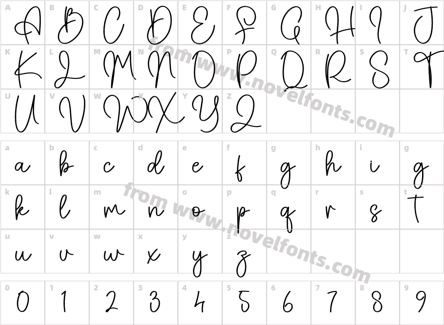Belinda Signature RegularCharacter Map