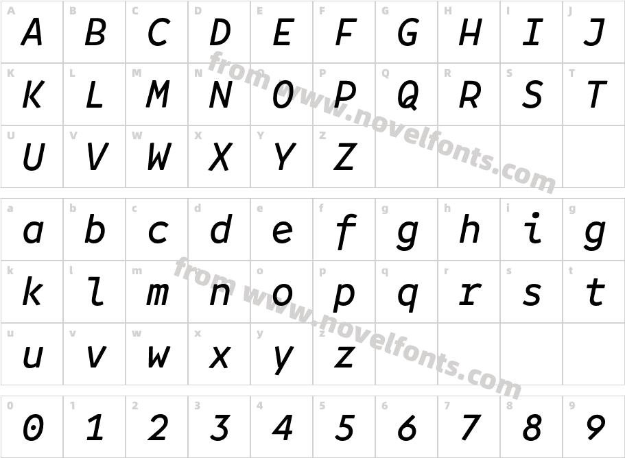 Belinsky Medium ItalicCharacter Map
