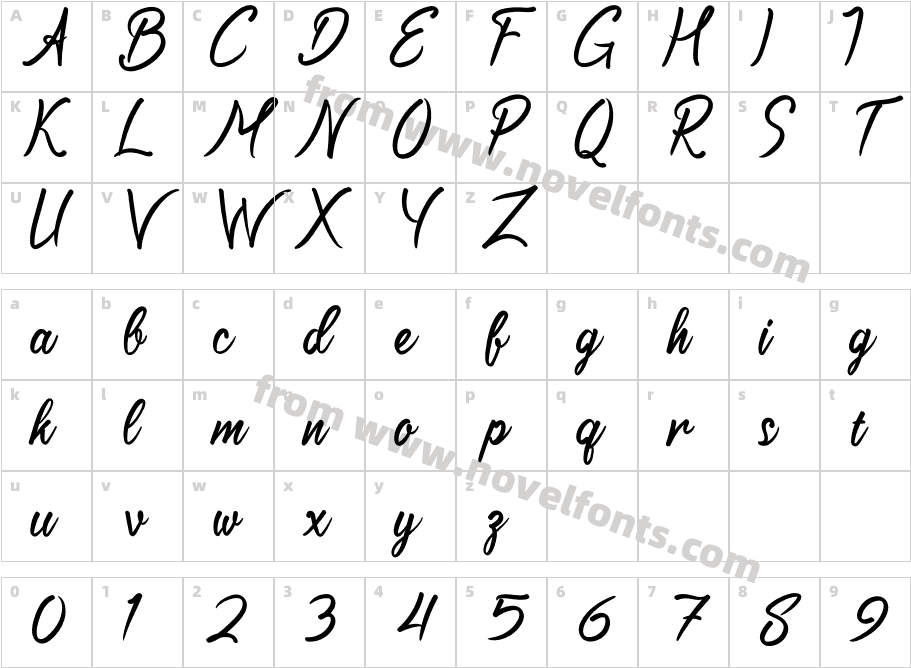 Bellania Signature RegularCharacter Map