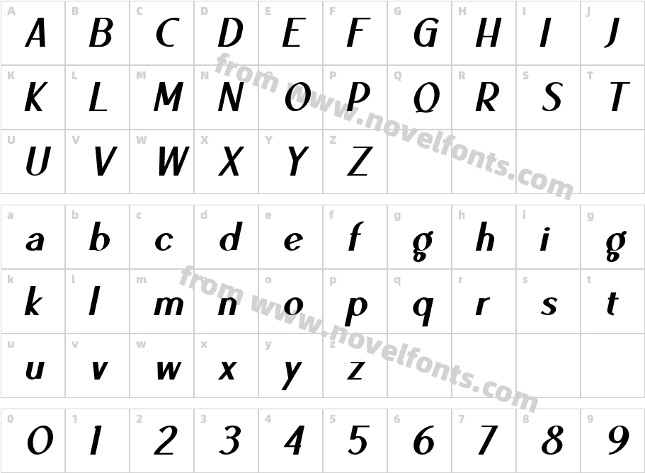 Ben Black ItalicCharacter Map