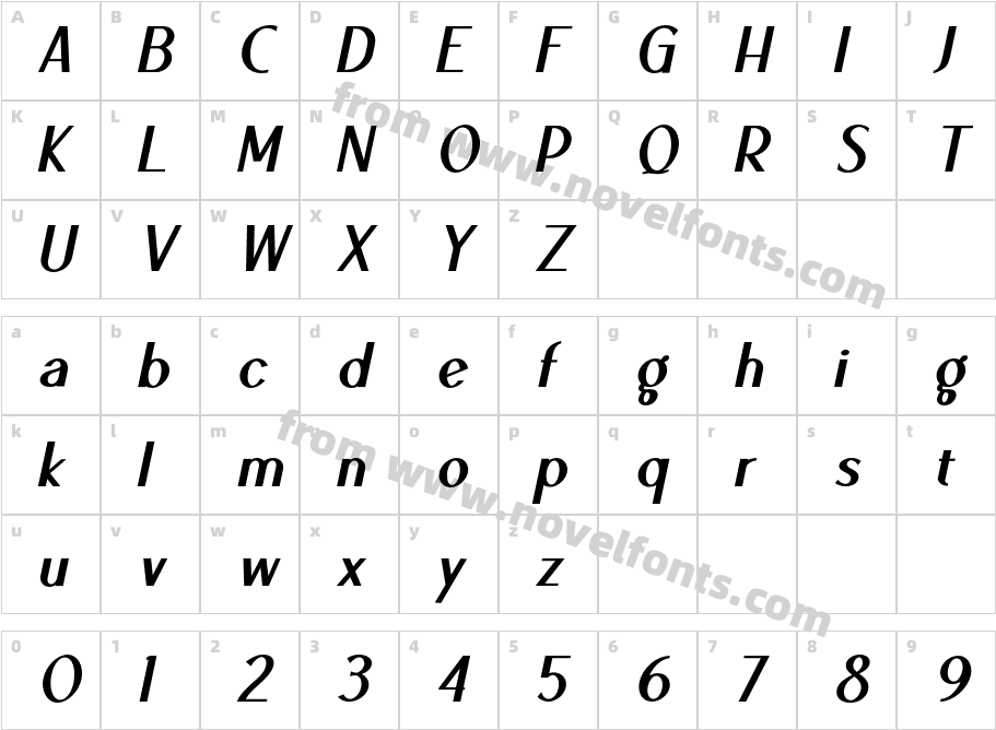 Ben Extra Bold ItalicCharacter Map