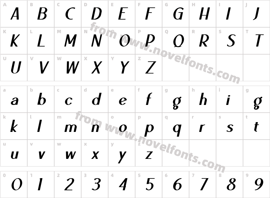 Ben Extra Bold ItalicCharacter Map