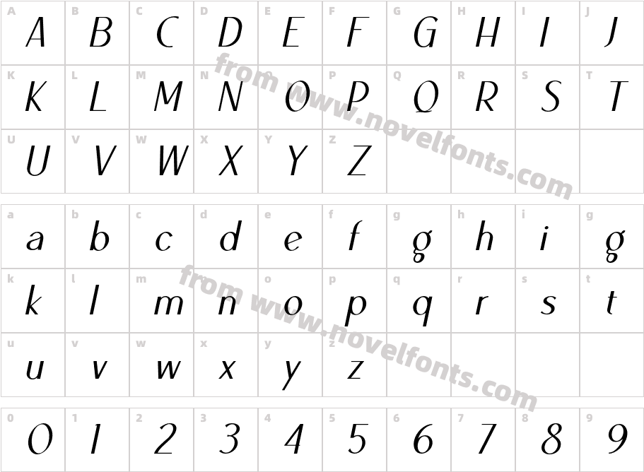Ben Light ItalicCharacter Map