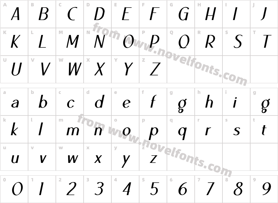 Ben Medium ItalicCharacter Map