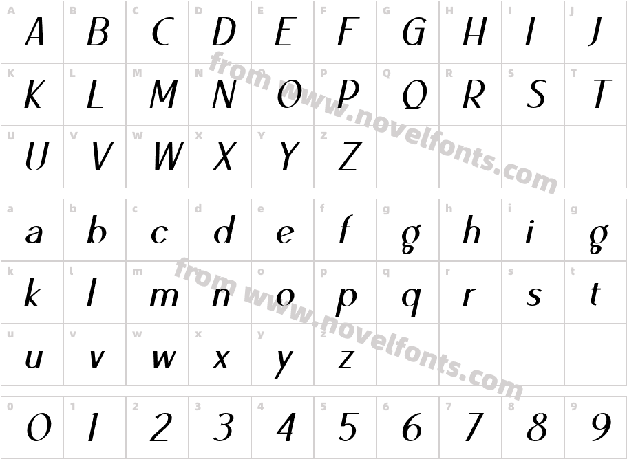 Ben Medium ItalicCharacter Map