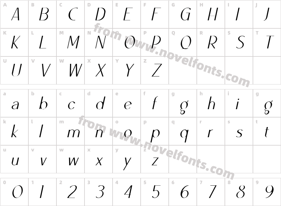 Ben Thin ItalicCharacter Map