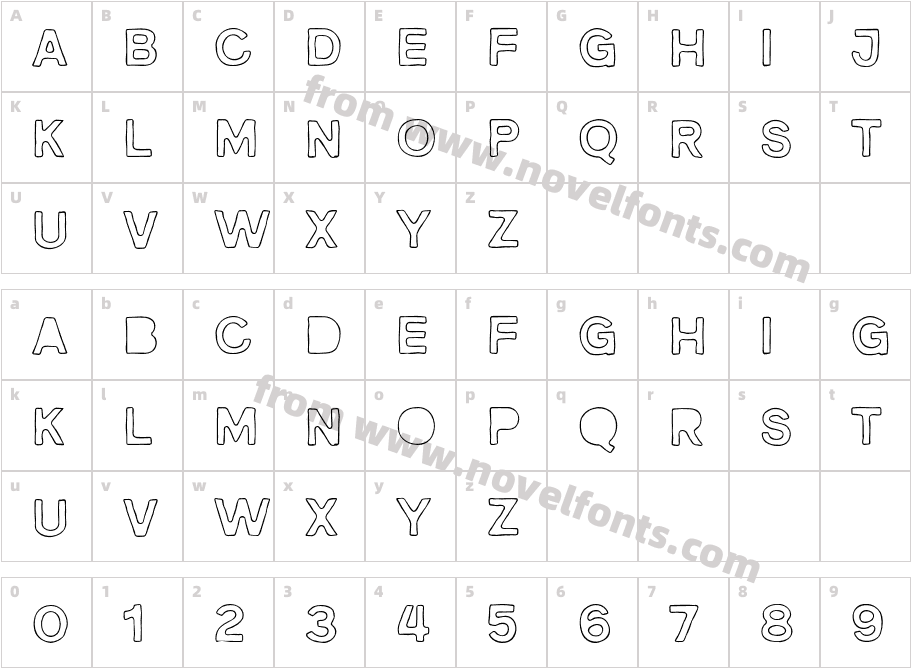 Benniter OutlineCharacter Map