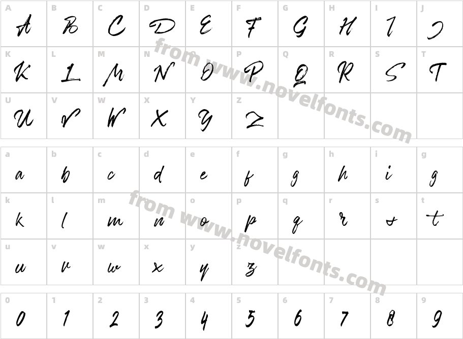 Bentley Script ItalicCharacter Map