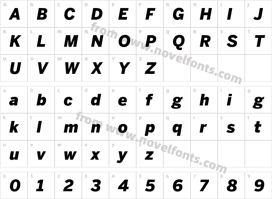 Benton Sans Black ItalicCharacter Map