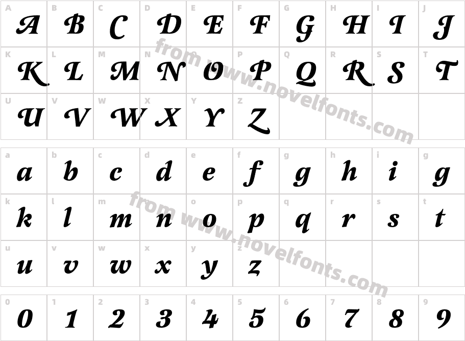 LatienneEF-BoldItalicSwCCharacter Map