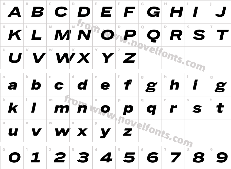 Benton Sans Wide Black ItalicCharacter Map