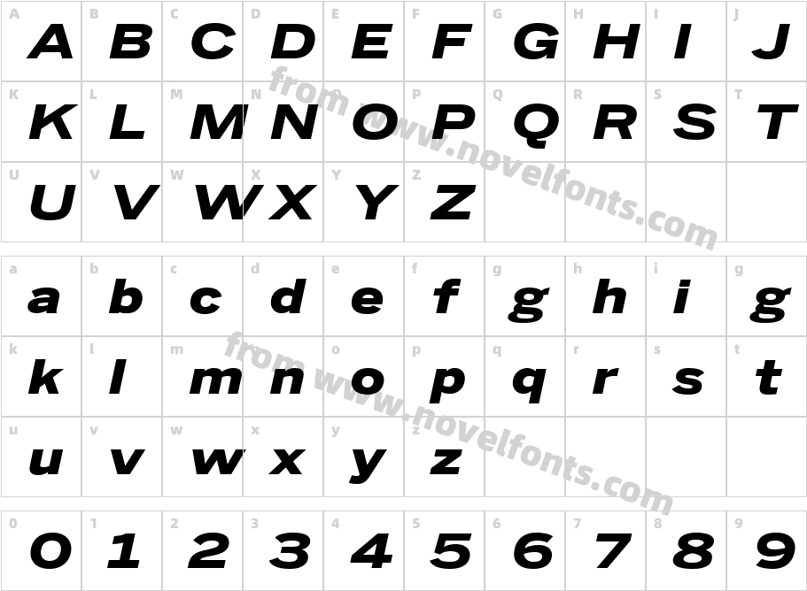 Benton Sans Wide Black ItalicCharacter Map