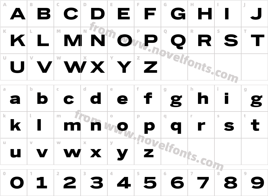 Benton Sans Wide BlackCharacter Map