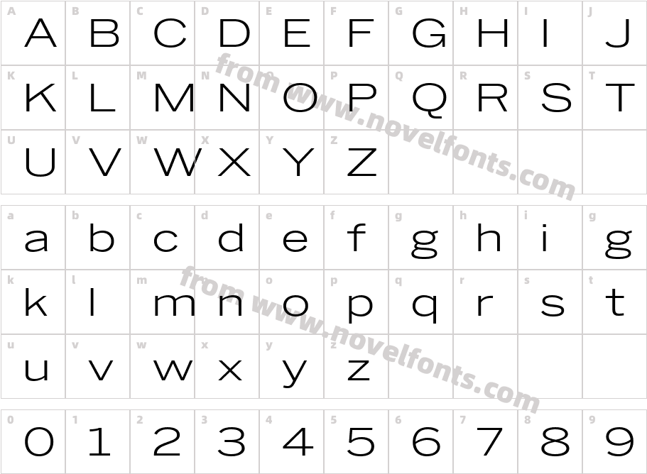 Benton Sans Wide BookCharacter Map