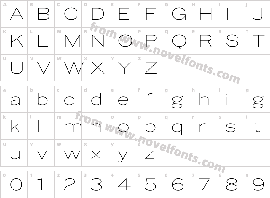 Benton Sans Wide Extra LightCharacter Map