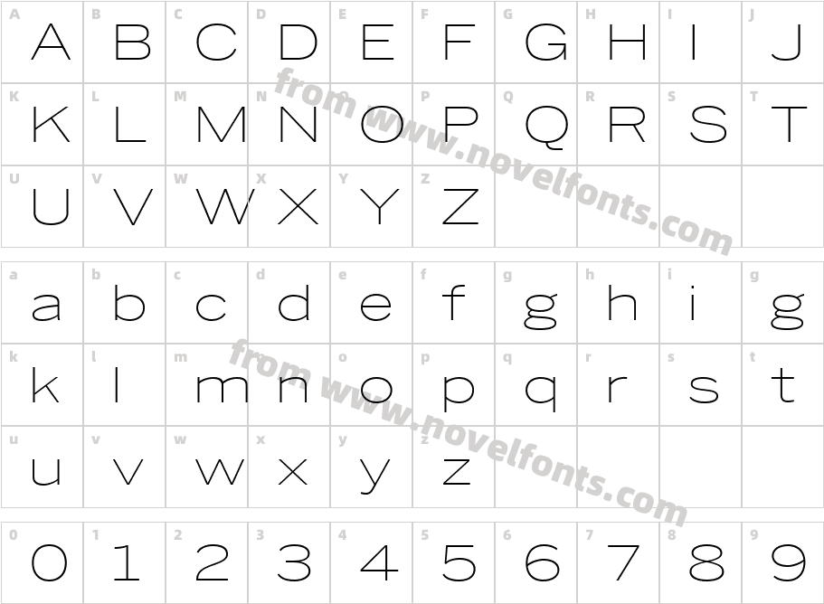 Benton Sans Wide Extra LightCharacter Map