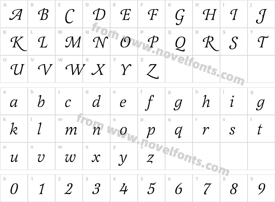 LatienneEF-ItalicSwCCharacter Map