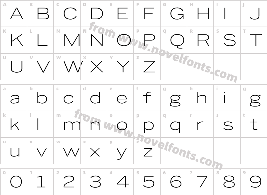 Benton Sans Wide LightCharacter Map