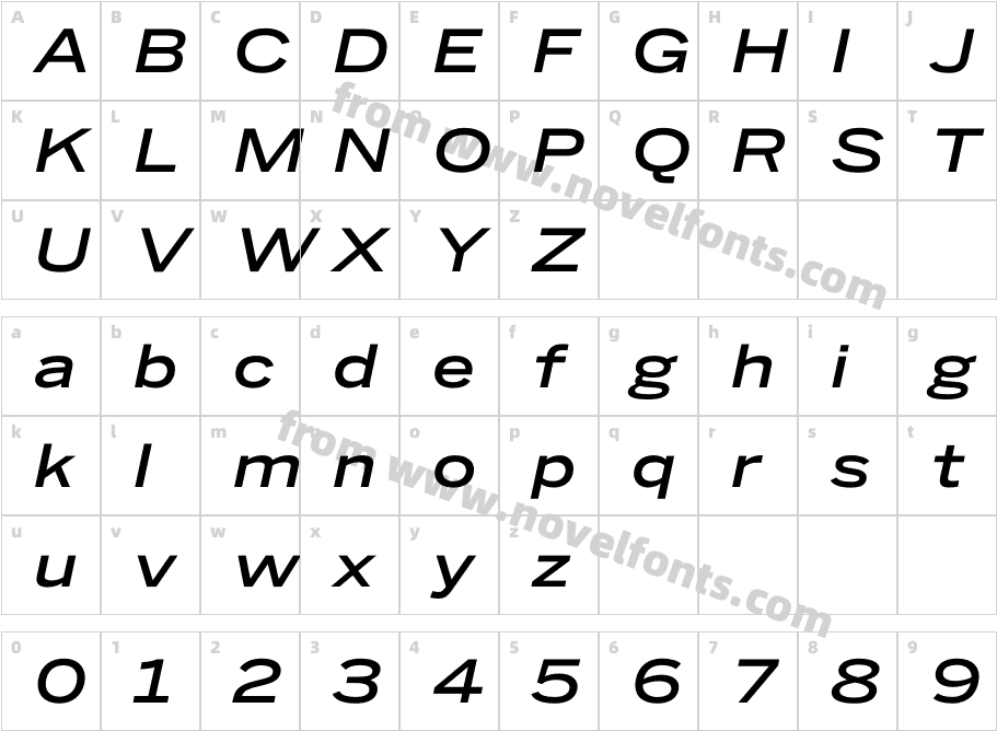 Benton Sans Wide Medium ItalicCharacter Map