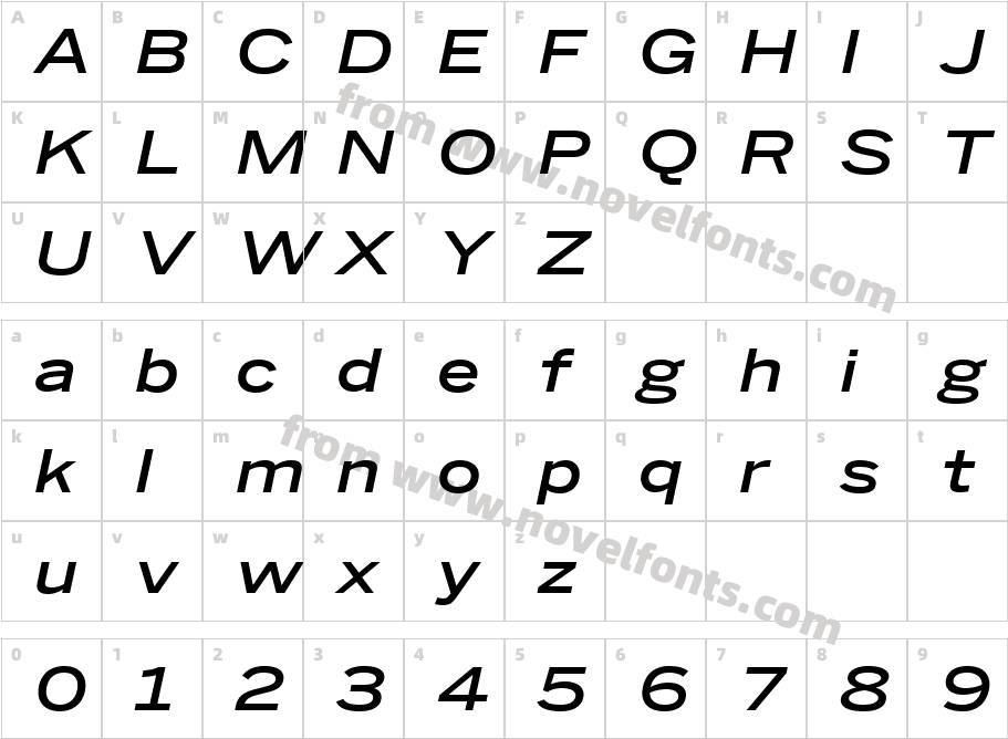 Benton Sans Wide Medium ItalicCharacter Map