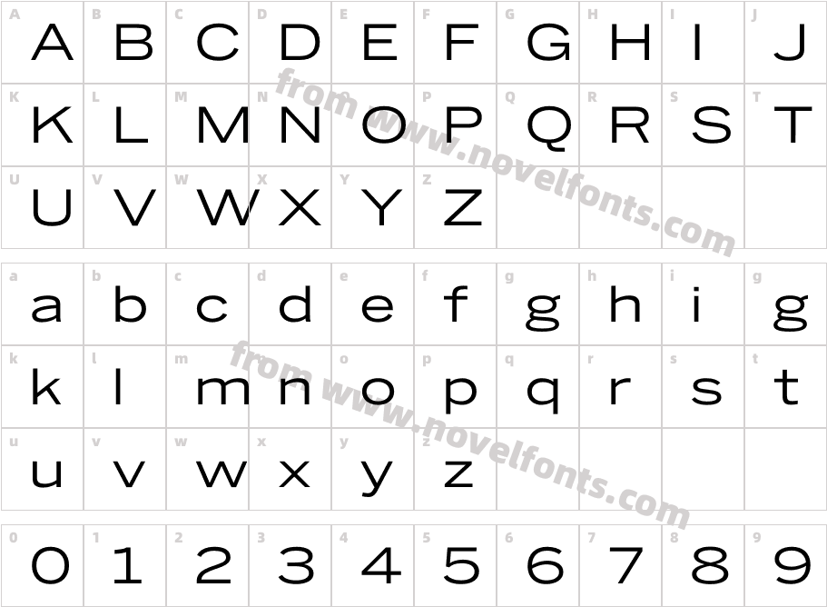 Benton Sans Wide RegularCharacter Map