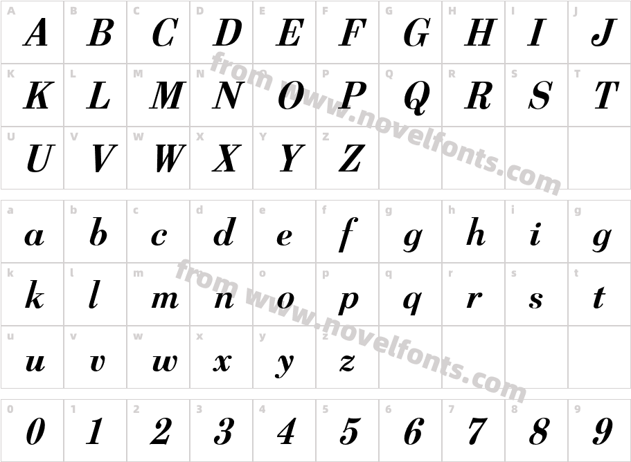 Berenis ADF Pro Bold ItalicCharacter Map