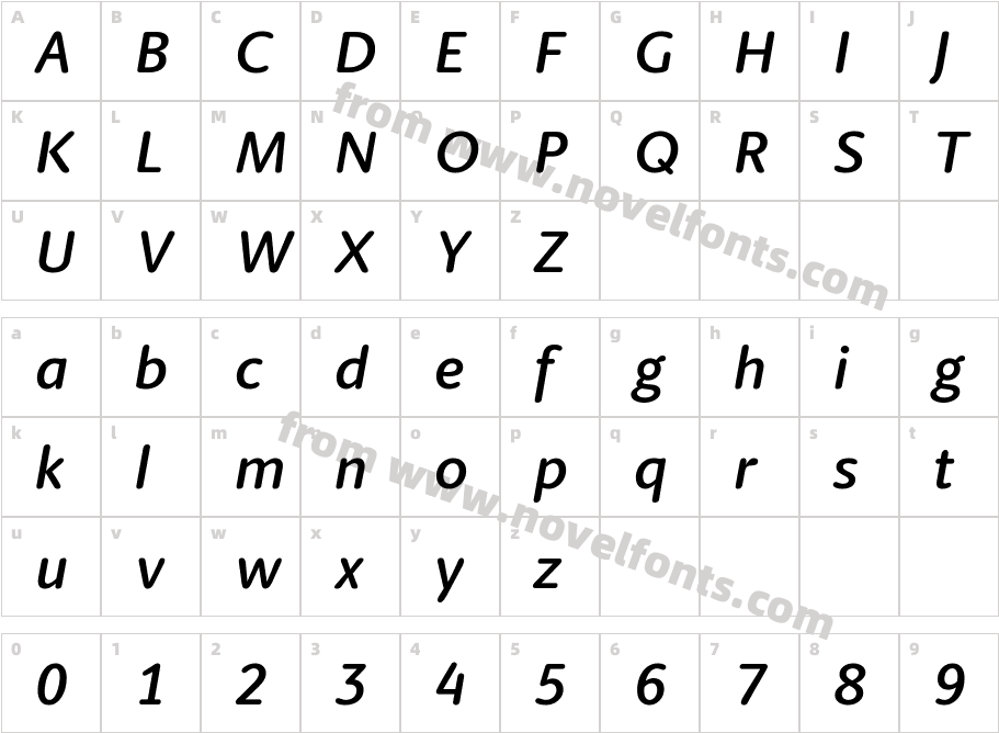 Berlingske Sans Round D Bd ItalicCharacter Map
