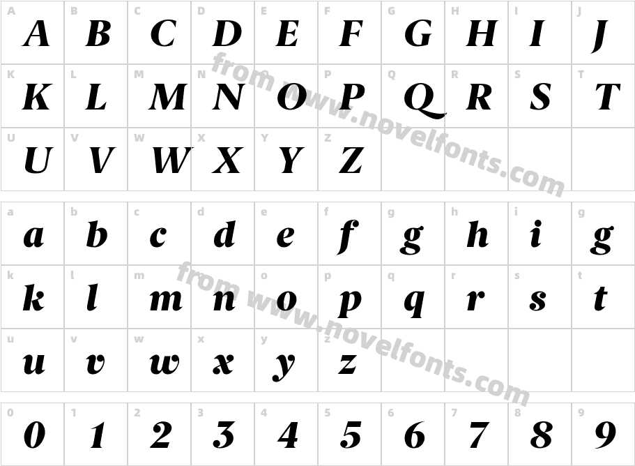 Berlingske Serif Blk ItalicCharacter Map