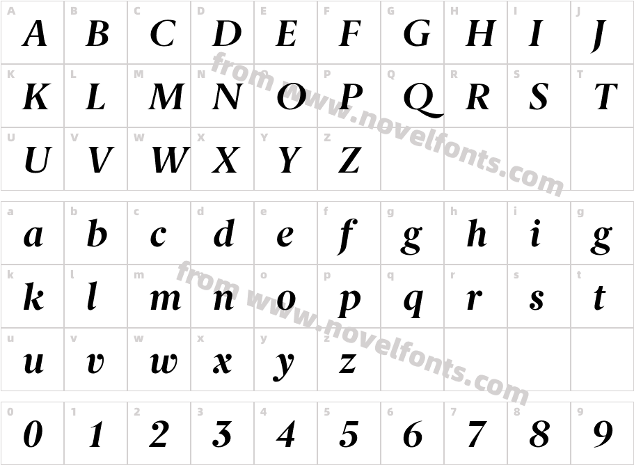 Berlingske Serif Bold ItalicCharacter Map
