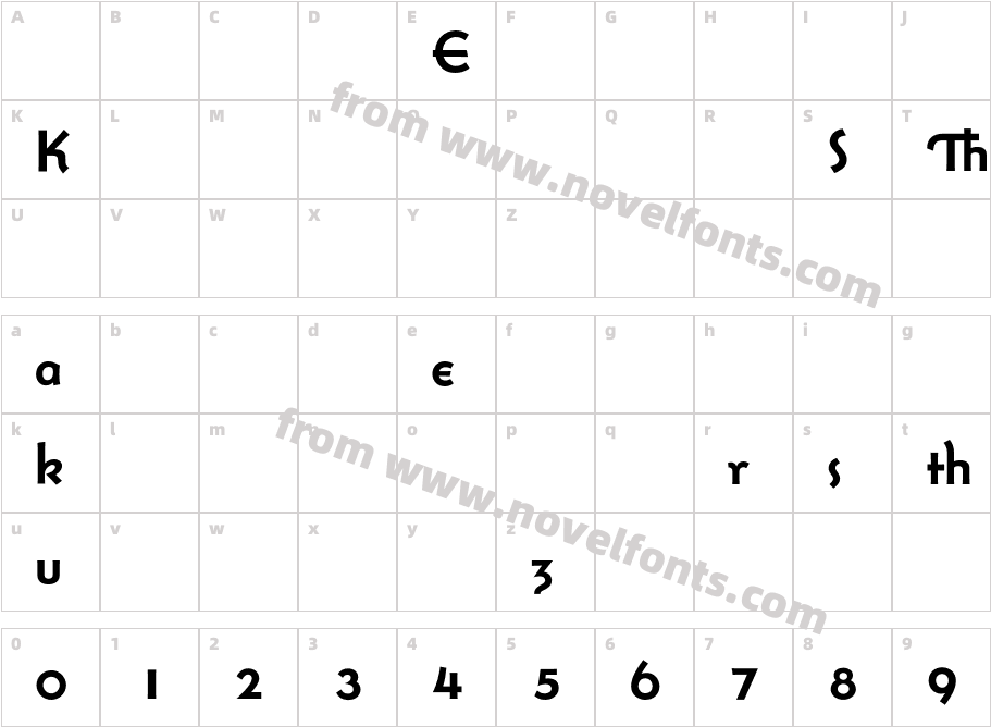 Bernhard GothicSGA HeavyCharacter Map