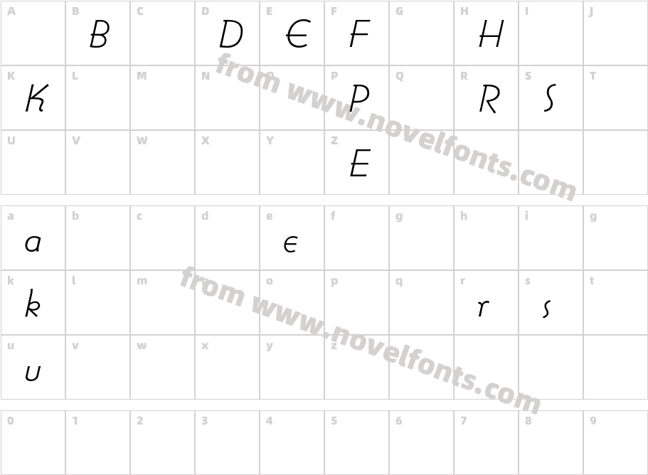 Bernhard GothicSGA Light ItalicCharacter Map