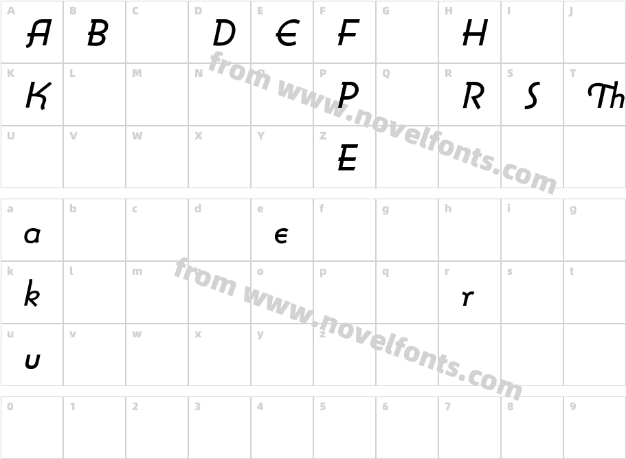 Bernhard GothicSGA Medium ItalicCharacter Map