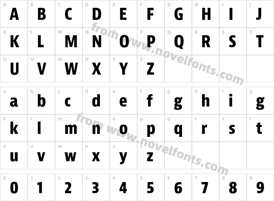 Bernina Sans Condensed ExboldCharacter Map