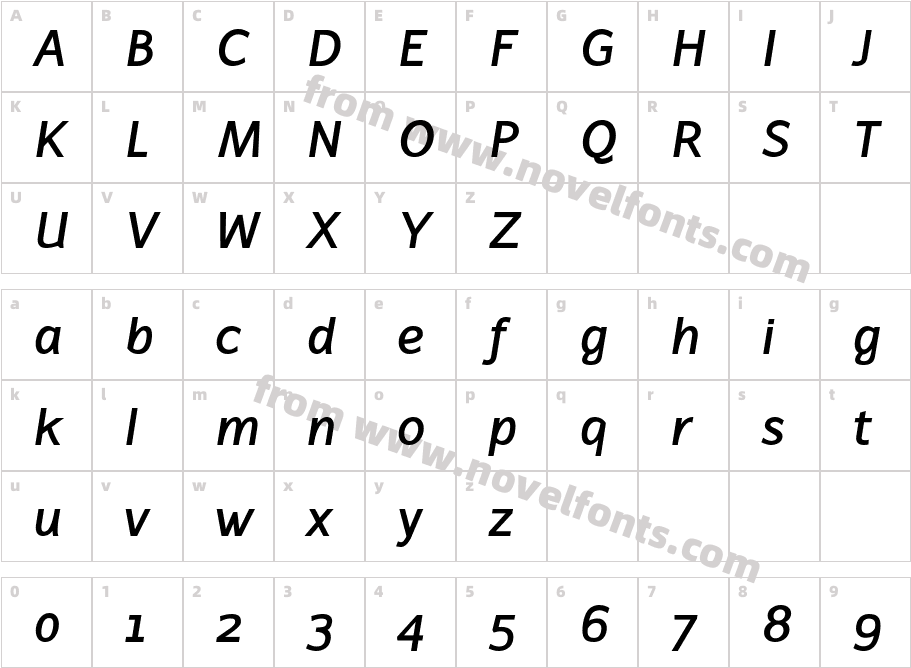 Latinaires Bold ItalicCharacter Map