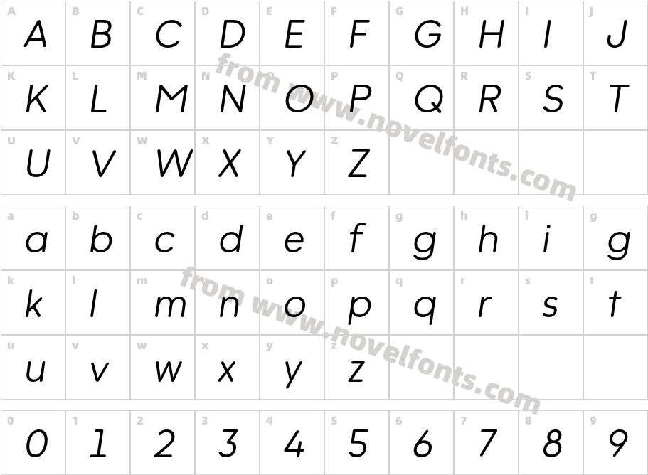 Beround Regular ItalicCharacter Map