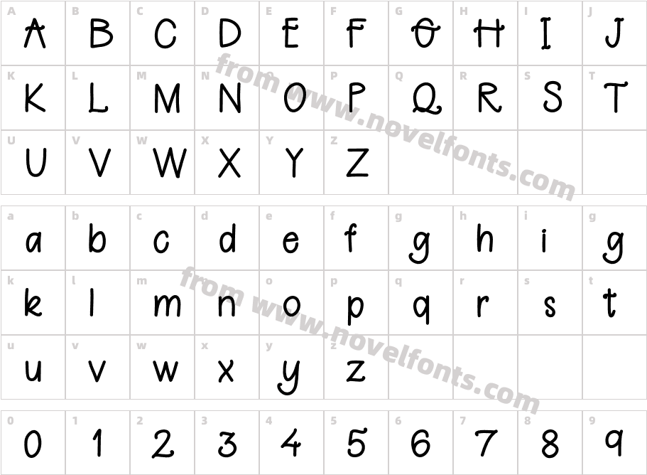 Berrylicious BoldCharacter Map