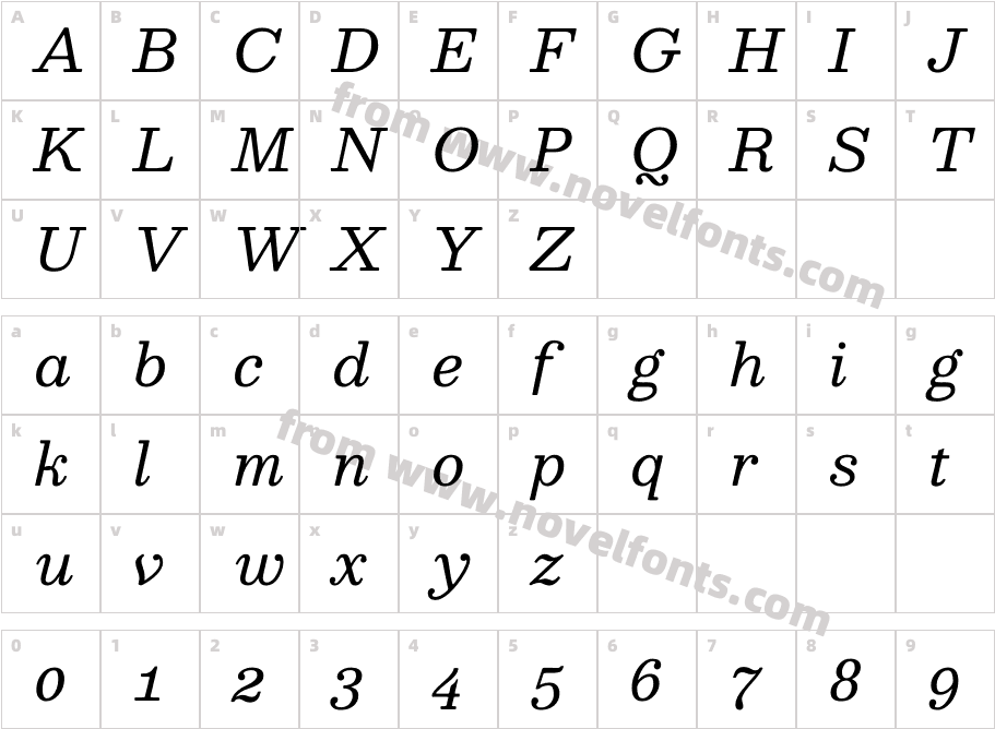 Besley it Book ItalicCharacter Map