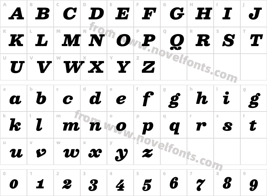 Besley it Fatface ItalicCharacter Map