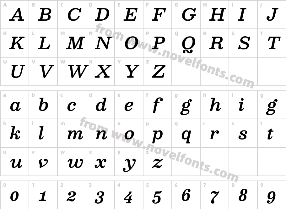 Besley it Medium ItalicCharacter Map