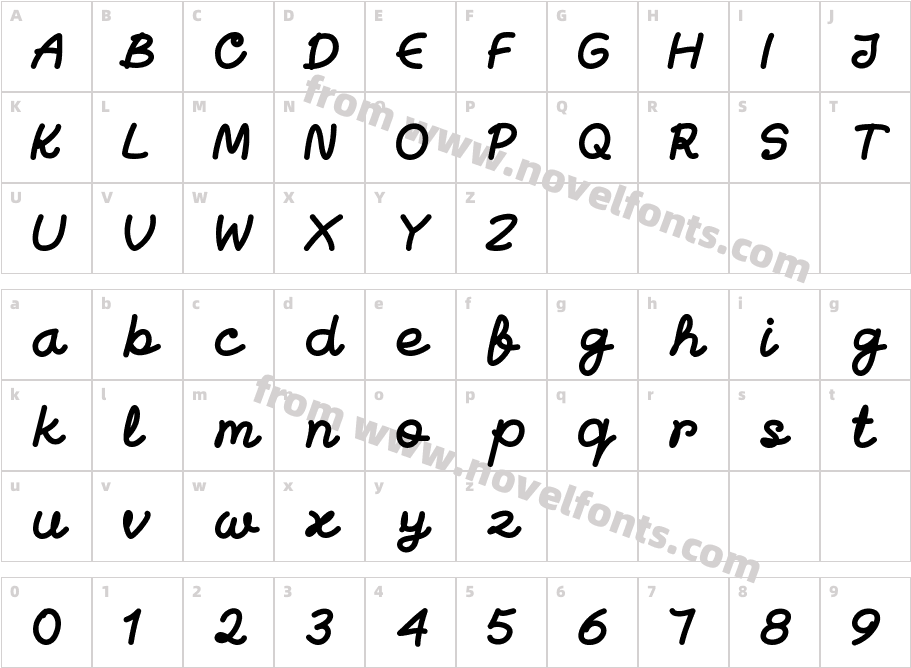 Biban BoldCharacter Map
