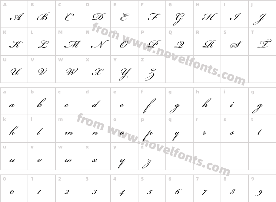 Bickham Script Pro RegularCharacter Map