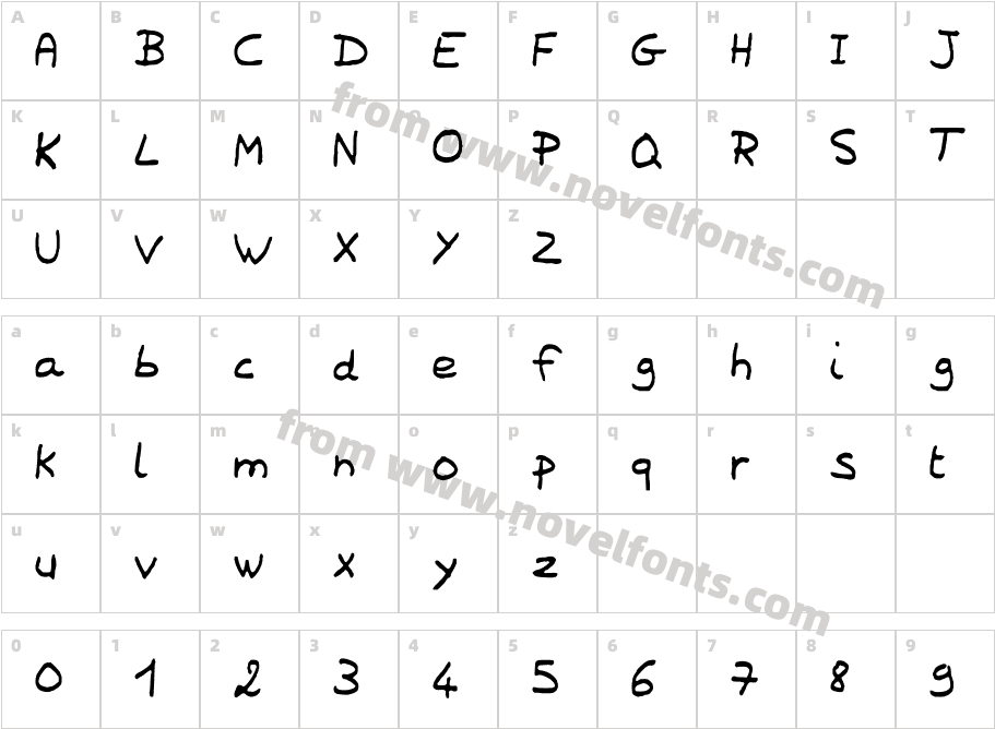 LaureneScriptFontCharacter Map