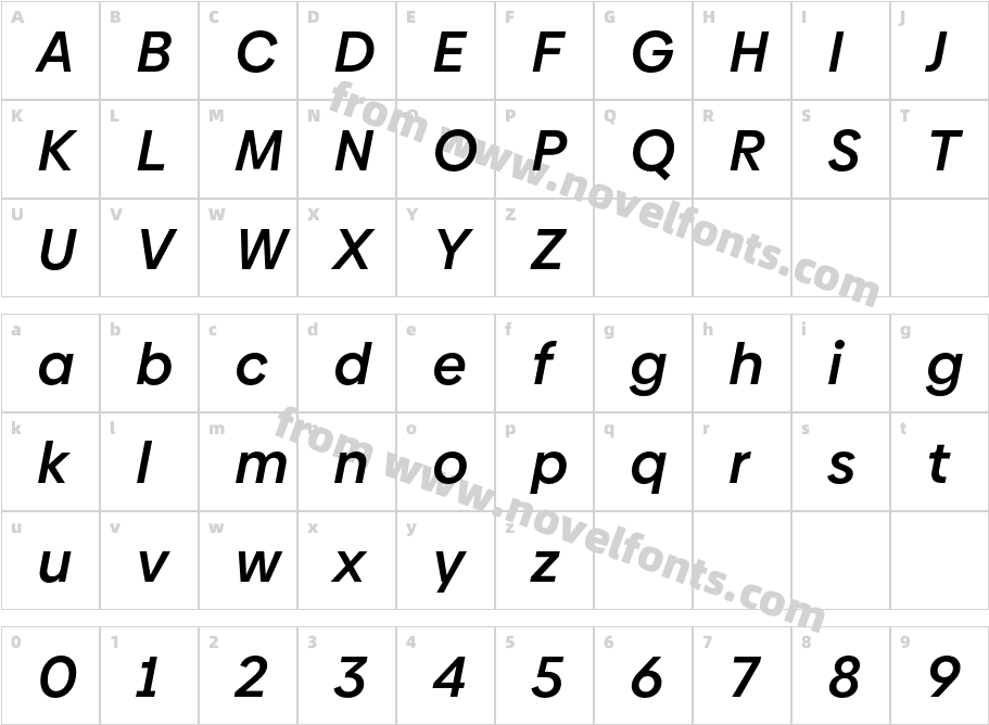 Biennale Semibold ItCharacter Map