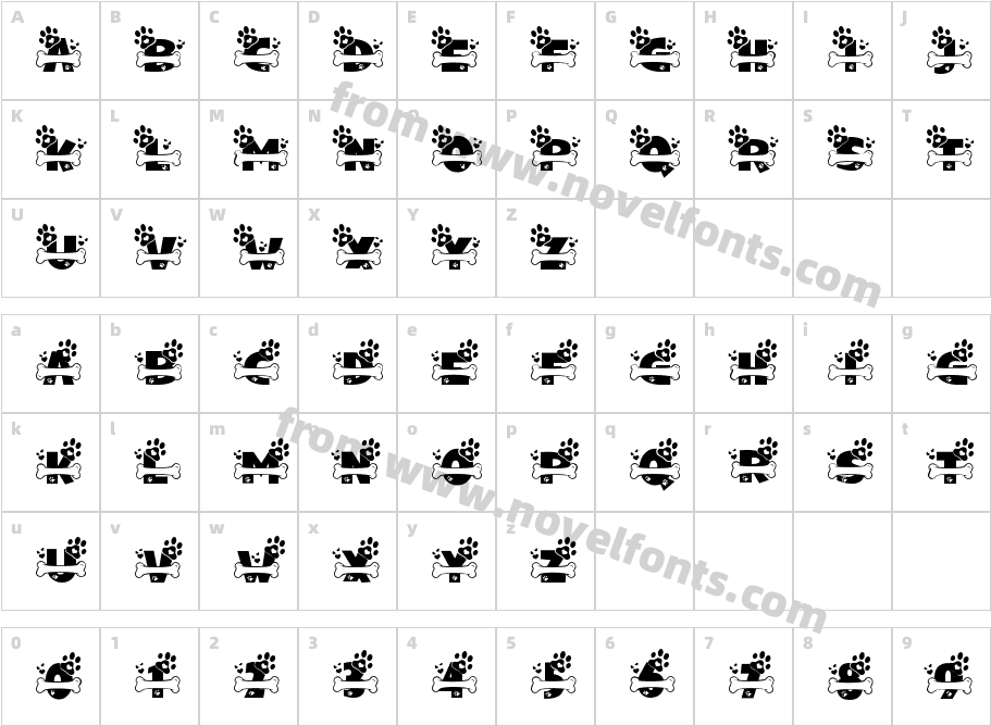 Big Paw RegularCharacter Map