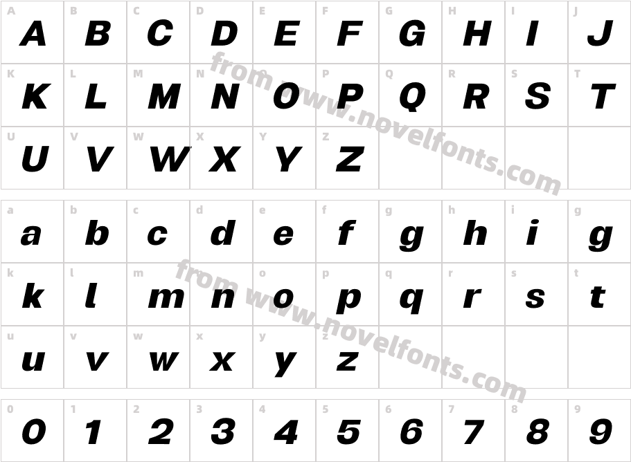 Biggan Pro Semibold ObliqueCharacter Map
