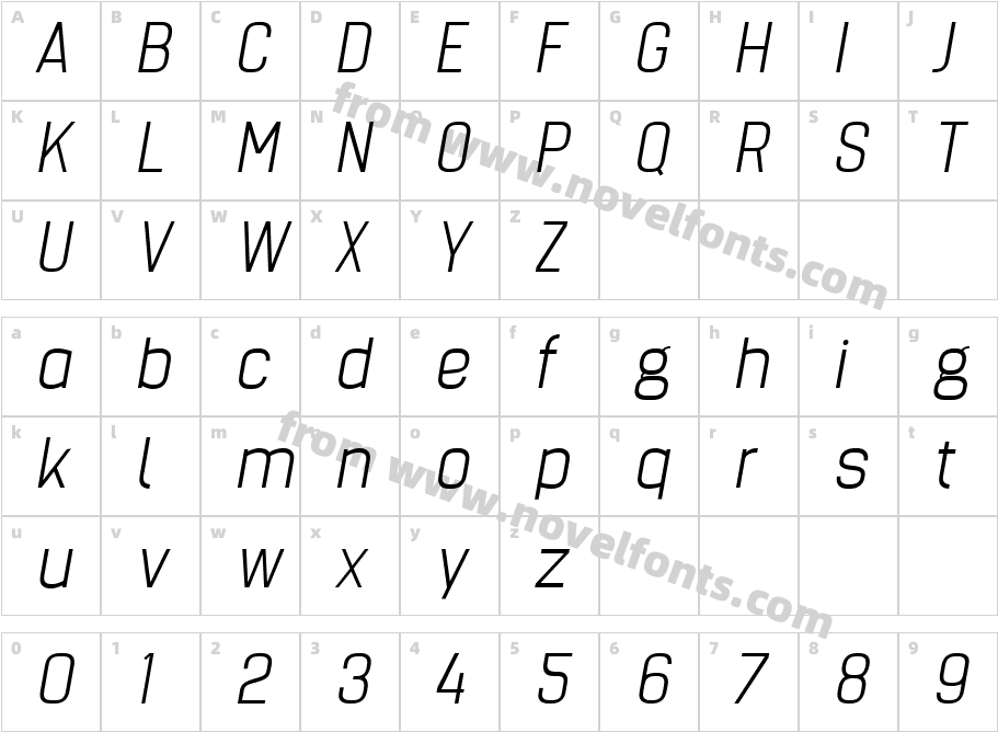 Billian Light ObliqueCharacter Map