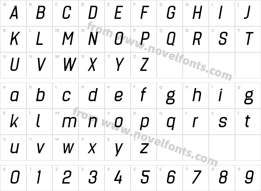 Billian ObliqueCharacter Map