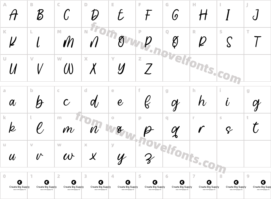 Billowy RegularCharacter Map